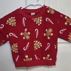 MiniOlie Holiday Festive Gingerbread Candy Cane Sweater- Size 12-18mos